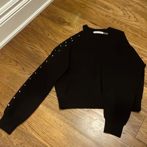 Alice and Olivia size M open shoulder studded sweater